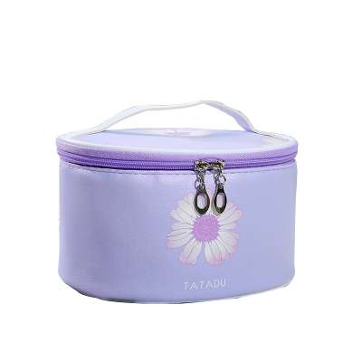 2020 New Bucket Waterproof Toiletry Bag PU Washbag Daisy Travel Portable Cosmetic Bag